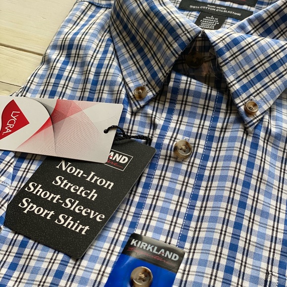 kirkland short sleeve dress shirts Kirkland Signature Men's Traditional Fit Dress Shirt, Blue